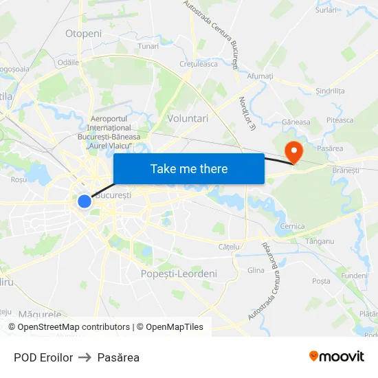 POD Eroilor to Pasărea map