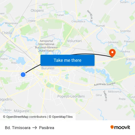 Bd. Timisoara to Pasărea map