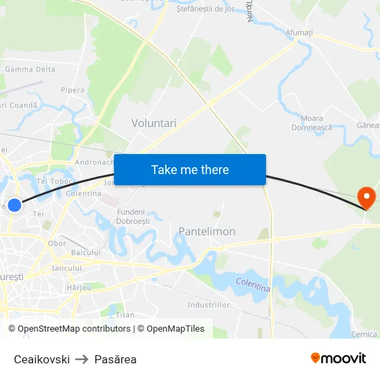 Ceaikovski to Pasărea map