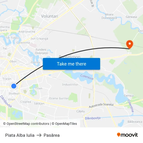 Piata Alba Iulia to Pasărea map