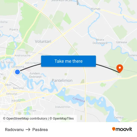 Radovanu to Pasărea map