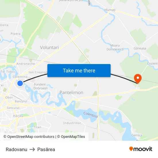 Radovanu to Pasărea map