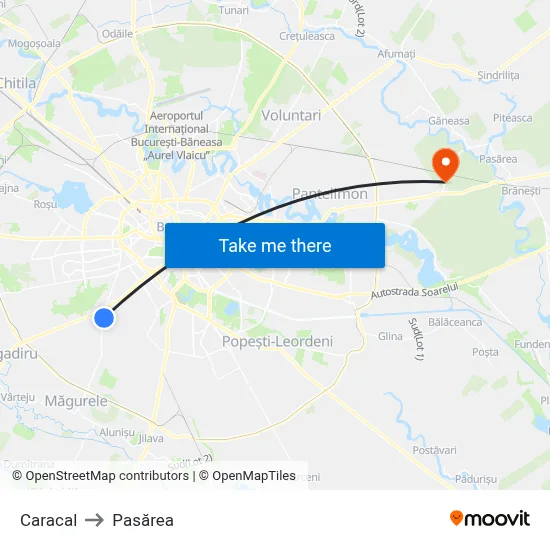 Caracal to Pasărea map