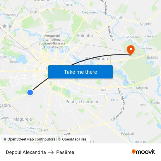 Depoul Alexandria to Pasărea map