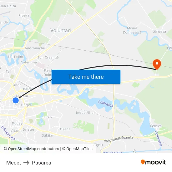 Mecet to Pasărea map