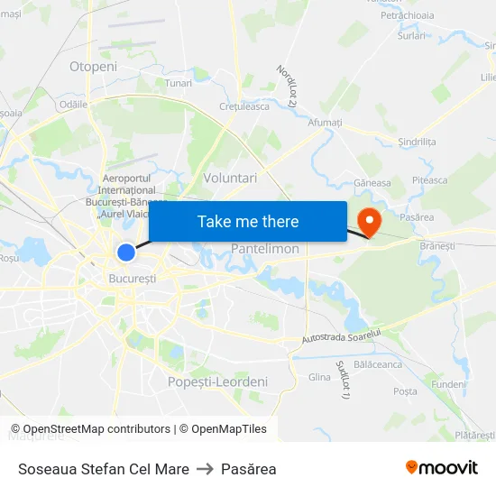 Soseaua Stefan Cel Mare to Pasărea map