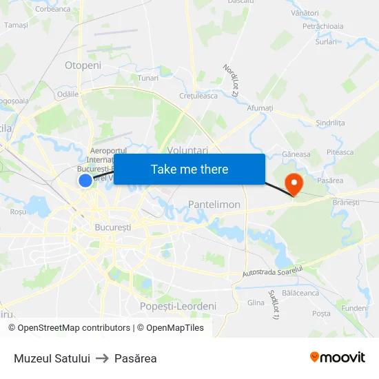 Muzeul Satului to Pasărea map