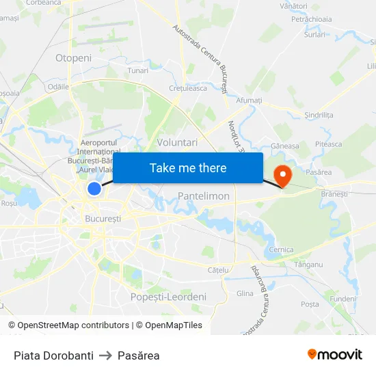 Piata Dorobanti to Pasărea map