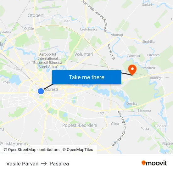 Vasile Parvan to Pasărea map