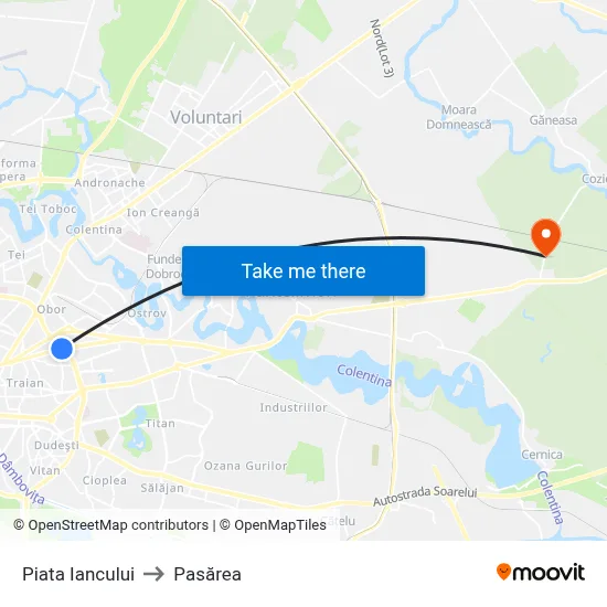 Piata Iancului to Pasărea map