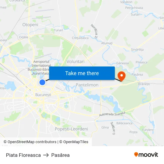 Piata Floreasca to Pasărea map