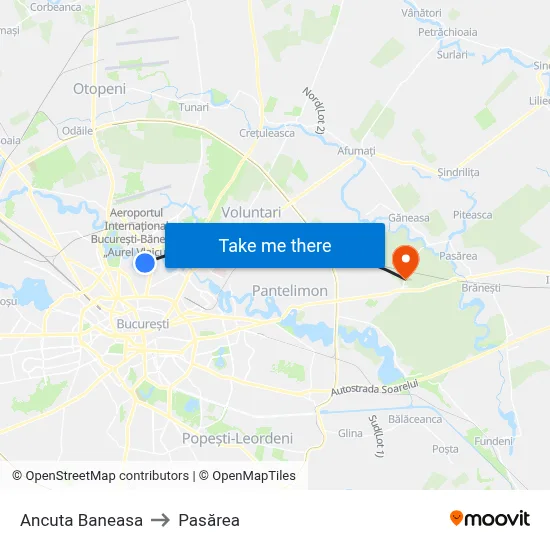 Ancuta Baneasa to Pasărea map
