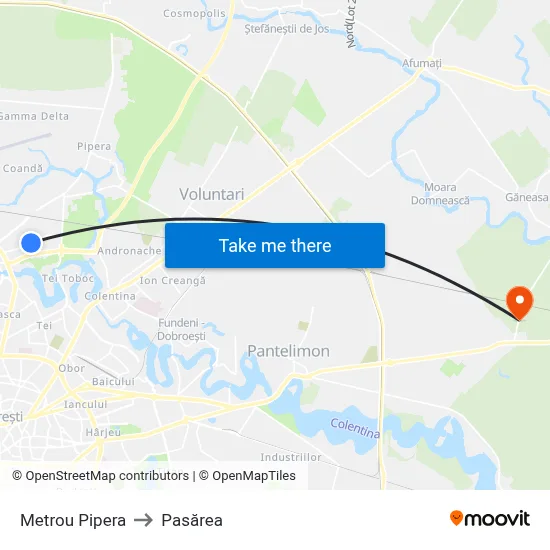 Metrou Pipera to Pasărea map