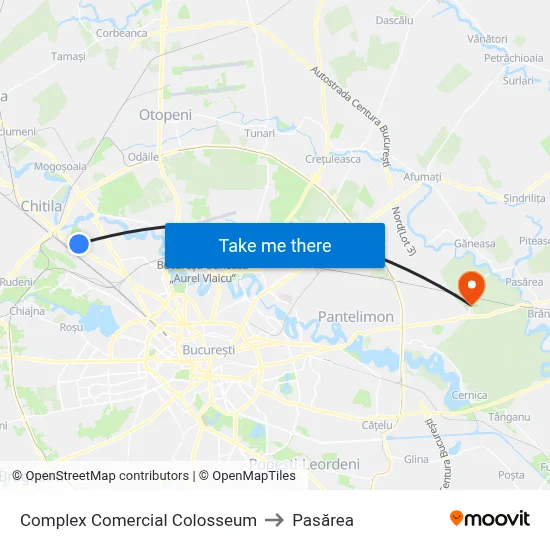 Complex Comercial Colosseum to Pasărea map