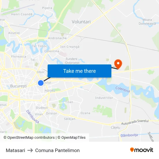 Matasari to Comuna Pantelimon map