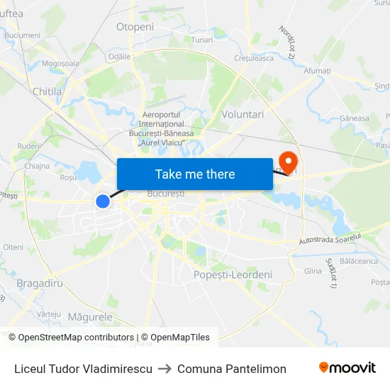 Liceul Tudor Vladimirescu to Comuna Pantelimon map
