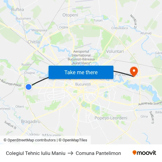 Colegiul Tehnic Iuliu Maniu to Comuna Pantelimon map