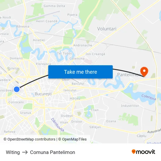 Witing to Comuna Pantelimon map