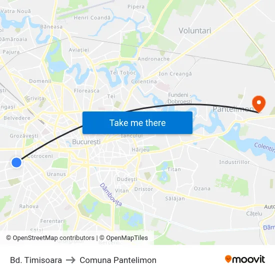 Bd. Timisoara to Comuna Pantelimon map