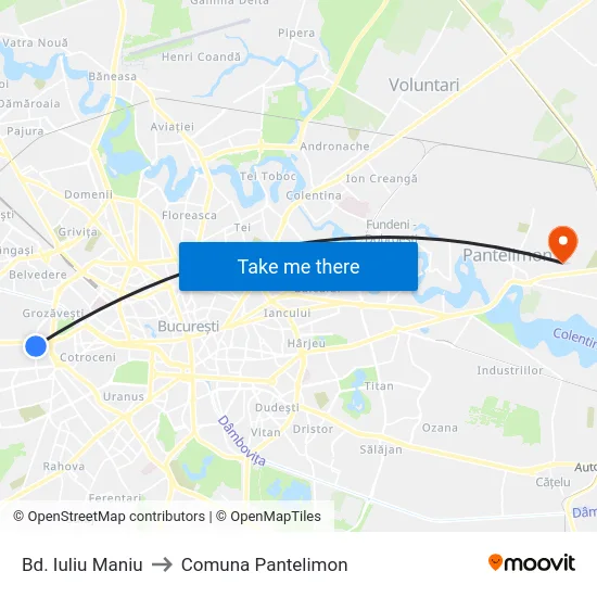 Bd. Iuliu Maniu to Comuna Pantelimon map