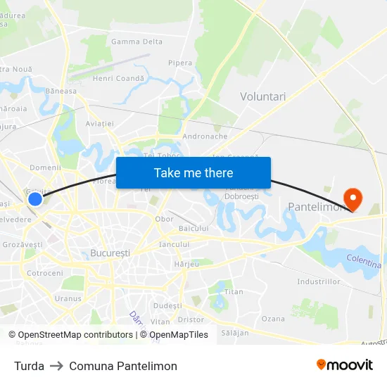 Turda to Comuna Pantelimon map