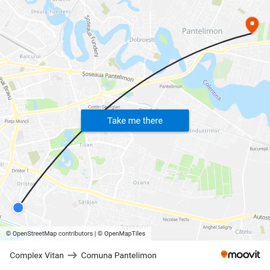 Complex Vitan to Comuna Pantelimon map