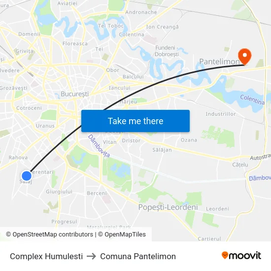 Complex Humulesti to Comuna Pantelimon map