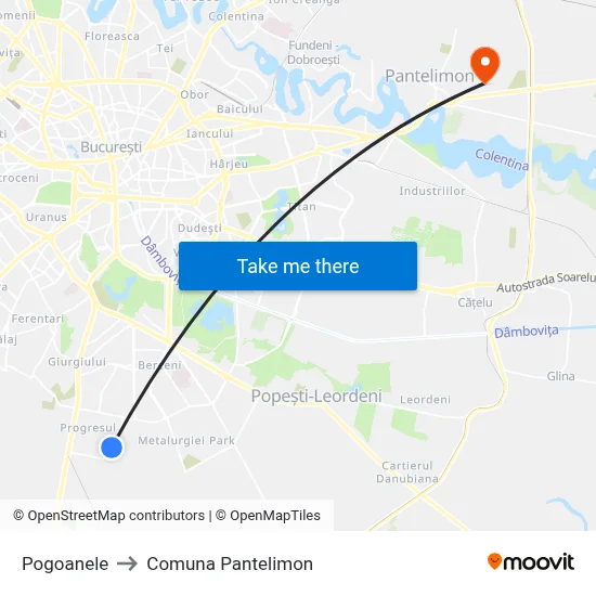 Pogoanele to Comuna Pantelimon map
