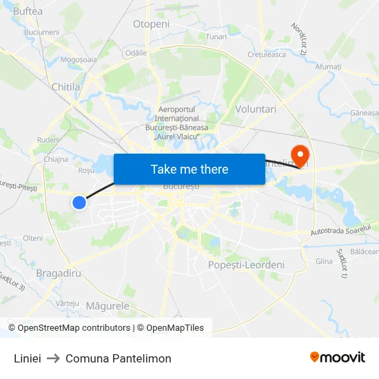 Liniei to Comuna Pantelimon map