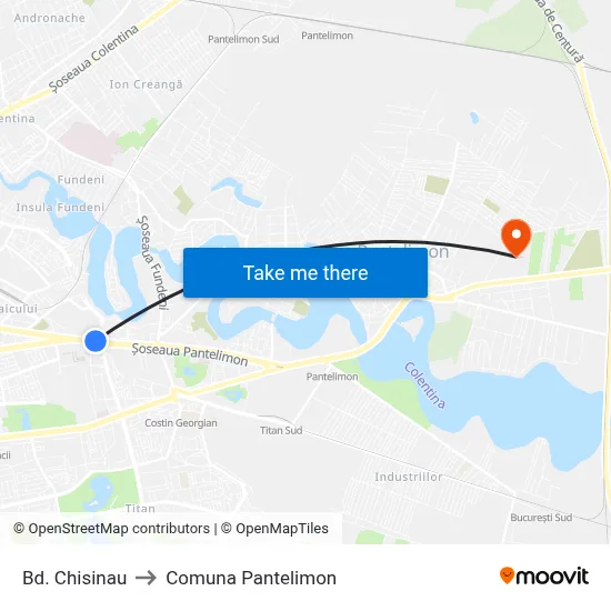 Bd. Chisinau to Comuna Pantelimon map