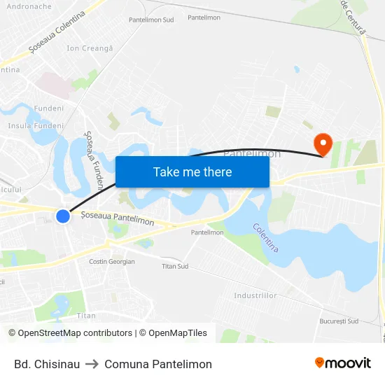 Bd. Chisinau to Comuna Pantelimon map