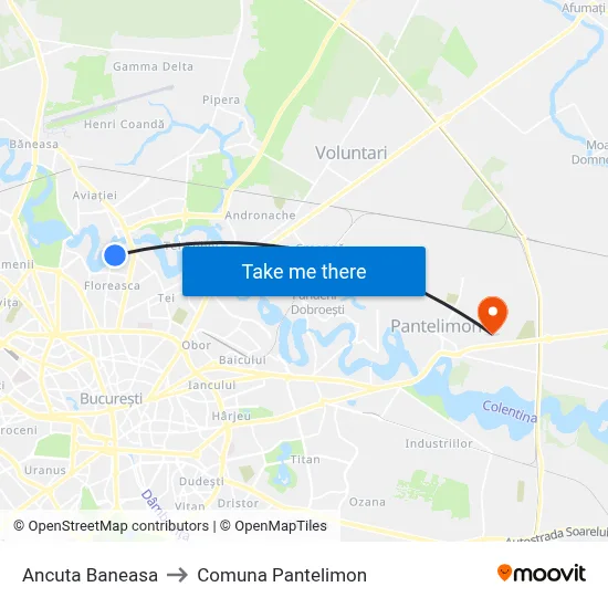 Ancuta Baneasa to Comuna Pantelimon map