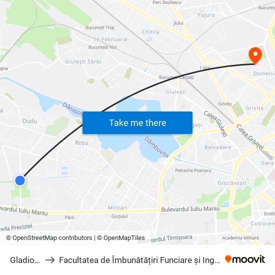 Gladiolelor to Facultatea de Îmbunătățiri Funciare și Ingineria Mediului map