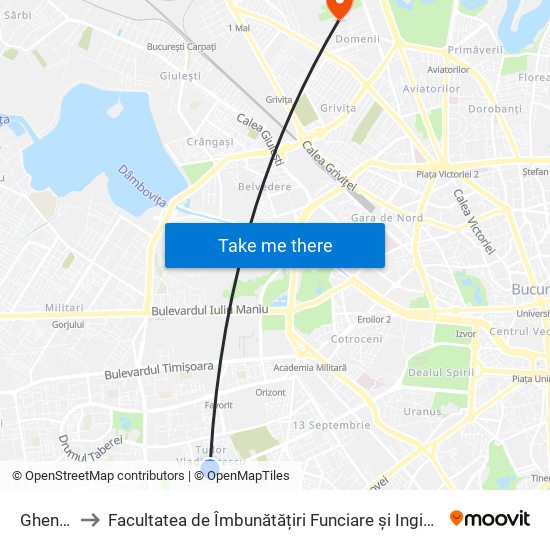 Ghencea to Facultatea de Îmbunătățiri Funciare și Ingineria Mediului map