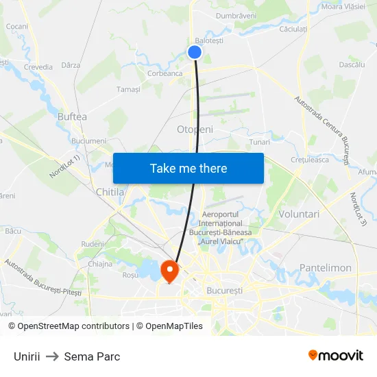 Unirii to Sema Parc map