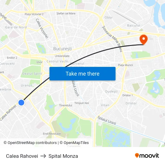 Calea Rahovei to Spital Monza map