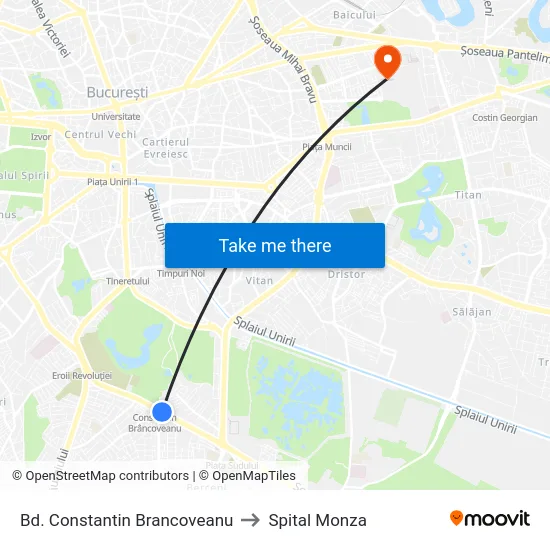 Bd. Constantin Brancoveanu to Spital Monza map