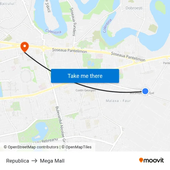 Republica to Mega Mall map