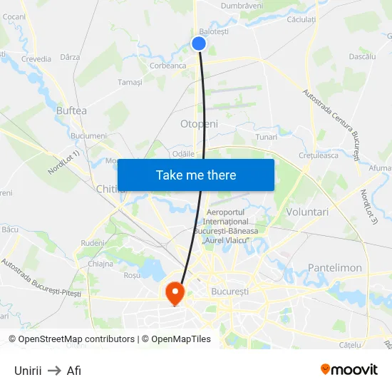 Unirii to Afi map