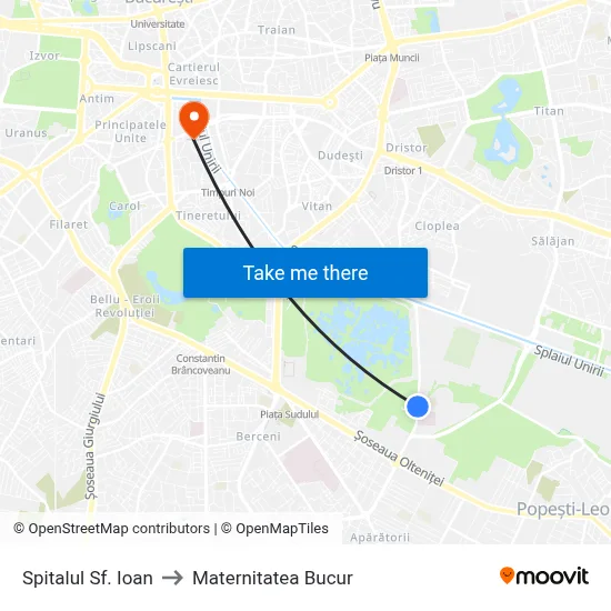 Spitalul Sf. Ioan to Maternitatea Bucur map