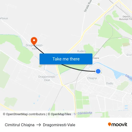 Cimitirul Chiajna to Dragomiresti-Vale map