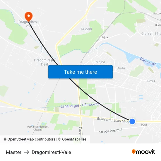 Master to Dragomiresti-Vale map