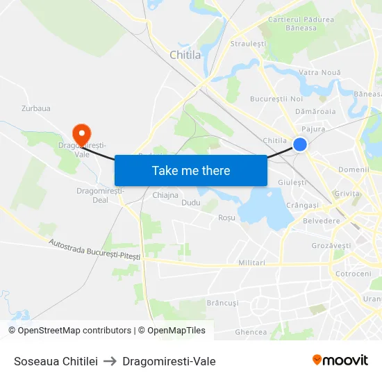 Soseaua Chitilei to Dragomiresti-Vale map
