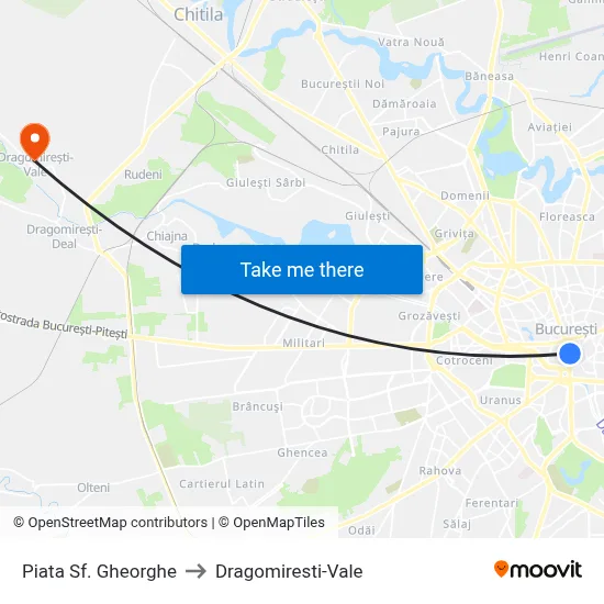 Piata Sf. Gheorghe to Dragomiresti-Vale map