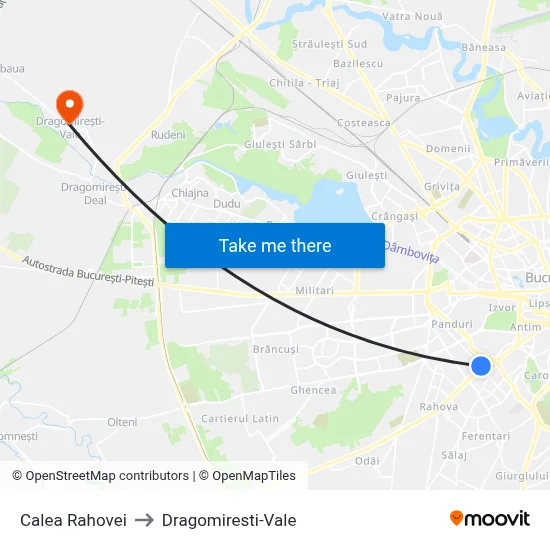 Calea Rahovei to Dragomiresti-Vale map