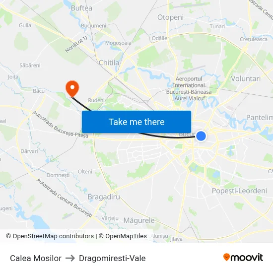 Calea Mosilor to Dragomiresti-Vale map