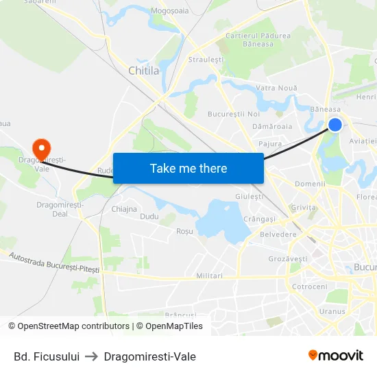 Bd. Ficusului to Dragomiresti-Vale map