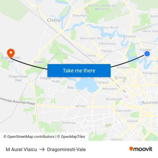M Aurel Vlaicu to Dragomiresti-Vale map