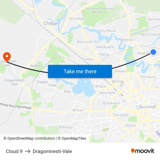 Cloud 9 to Dragomiresti-Vale map