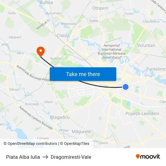 Piata Alba Iulia to Dragomiresti-Vale map